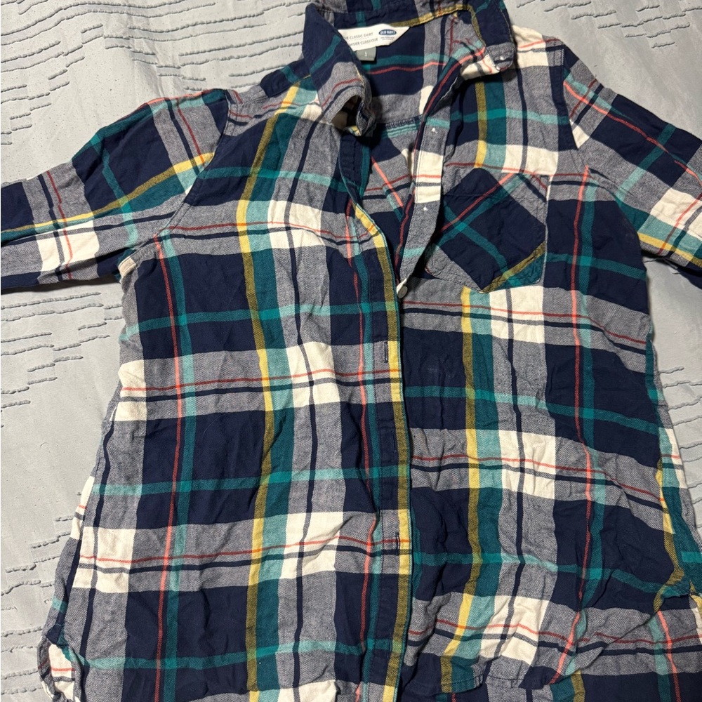 Old Navy Blue and Yellow Button Down Shirt